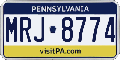 PA license plate MRJ8774