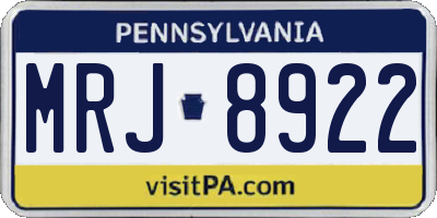 PA license plate MRJ8922
