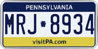 PA license plate MRJ8934
