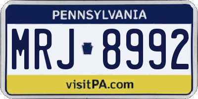PA license plate MRJ8992