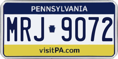 PA license plate MRJ9072