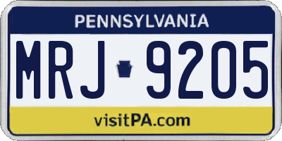 PA license plate MRJ9205