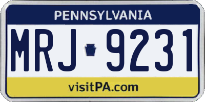 PA license plate MRJ9231