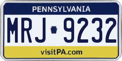 PA license plate MRJ9232