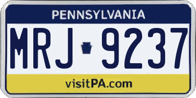 PA license plate MRJ9237