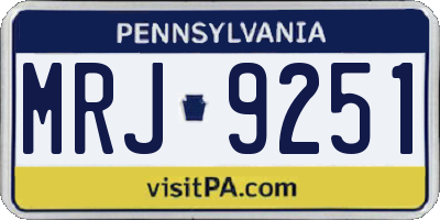 PA license plate MRJ9251