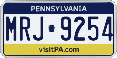 PA license plate MRJ9254