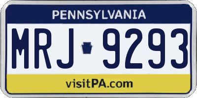 PA license plate MRJ9293