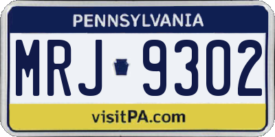 PA license plate MRJ9302