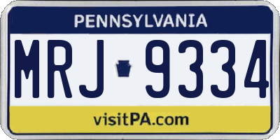 PA license plate MRJ9334