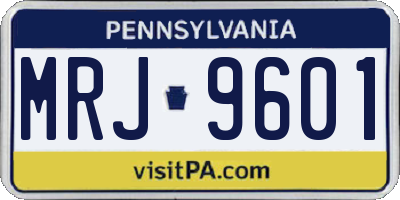 PA license plate MRJ9601