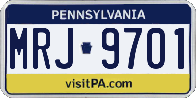 PA license plate MRJ9701