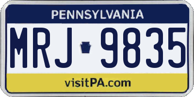 PA license plate MRJ9835
