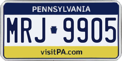 PA license plate MRJ9905