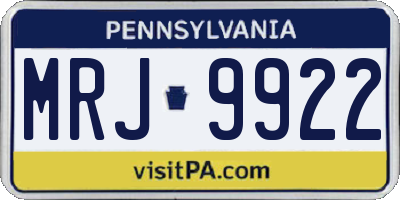 PA license plate MRJ9922