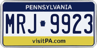 PA license plate MRJ9923