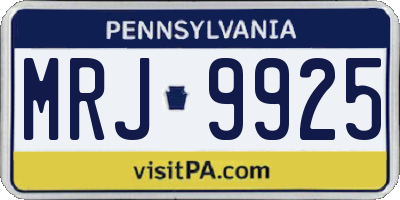 PA license plate MRJ9925