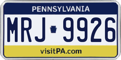 PA license plate MRJ9926