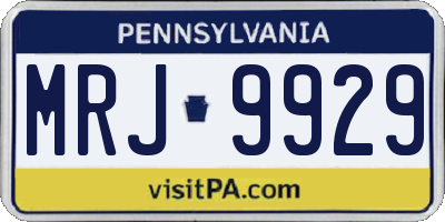 PA license plate MRJ9929