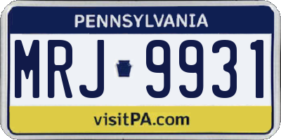 PA license plate MRJ9931