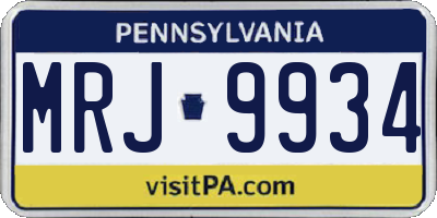 PA license plate MRJ9934