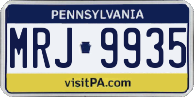 PA license plate MRJ9935