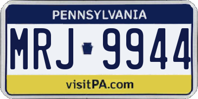 PA license plate MRJ9944