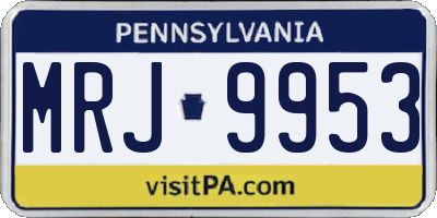 PA license plate MRJ9953