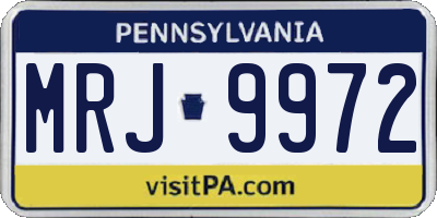 PA license plate MRJ9972