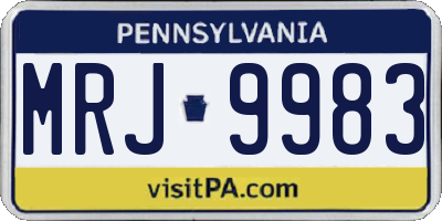 PA license plate MRJ9983