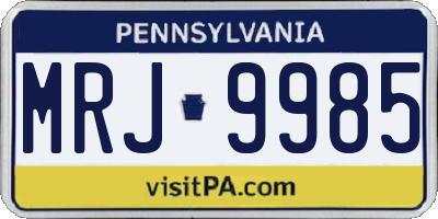 PA license plate MRJ9985