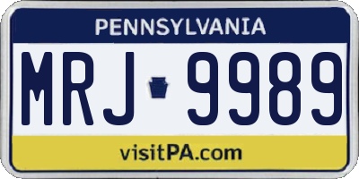 PA license plate MRJ9989