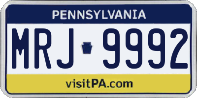 PA license plate MRJ9992