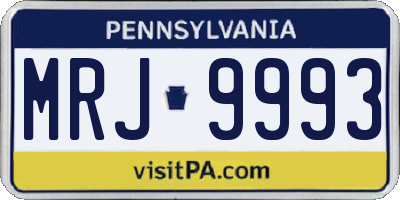 PA license plate MRJ9993