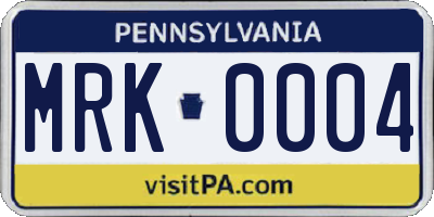 PA license plate MRK0004