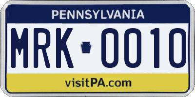 PA license plate MRK0010