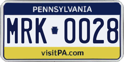 PA license plate MRK0028