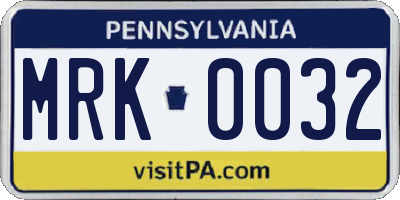 PA license plate MRK0032