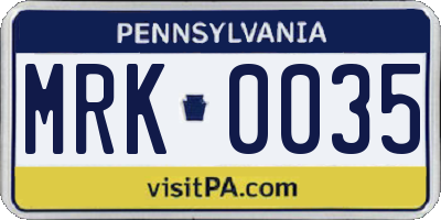 PA license plate MRK0035