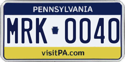 PA license plate MRK0040