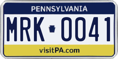 PA license plate MRK0041