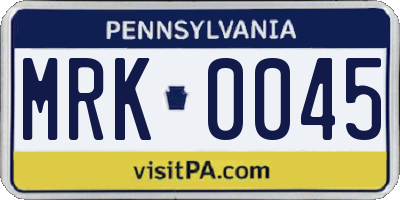 PA license plate MRK0045