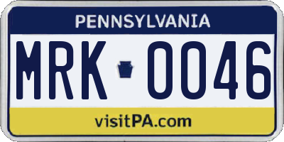 PA license plate MRK0046