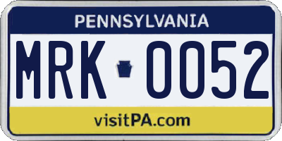 PA license plate MRK0052