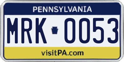 PA license plate MRK0053