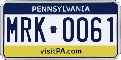 PA license plate MRK0061