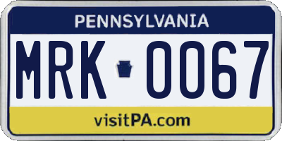 PA license plate MRK0067