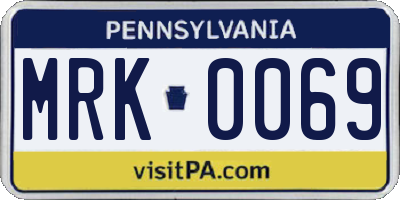 PA license plate MRK0069