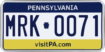 PA license plate MRK0071