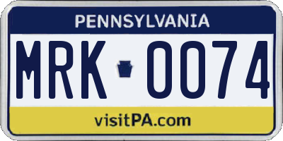 PA license plate MRK0074
